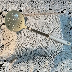 Vintage Slotted Skimmer Spoon Utensil Stainless Steel Kitchen Tool